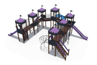 Детские уличные комплексы + Детский игровой комплекс Сити Н-2000 (винтовой скат), Н-1500 в синем цвете ДИО 13071