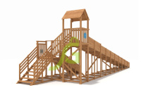 Детские горки + Зимняя деревянная горка "IgraGrad Snow Fox 12 м" с двумя скатами