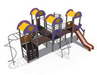 Детские уличные комплексы + Детский игровой комплекс серии солнышко "Детский дворик" Н-1200 (скат металлический) ДИО 03051