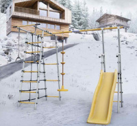 Детские спортивные комплексы для дачи + Дачный комплекс "Богатырь" + ДИСК качели Romana 103.07.06 (серый/жёлтый)