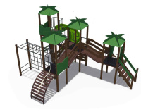 Детские уличные комплексы + Игровой комплекс (серии джунгли с металлическим скато Н-1200 и винтовым скатом Н-2000 мм) ДИО 10017