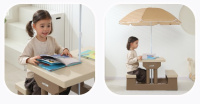 Мебель игровая + Стол садовый с зонтом UNIX Kids Garden Camel