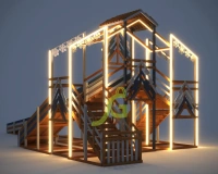 Зимние деревянные горки + Зимняя деревянная горка "IgraGrad Snow Fox 12 м" с двумя скатами мод.6