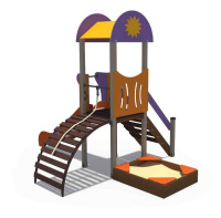 Детские уличные комплексы + Детский игровой комплекс серии солнышко "Лето" с песочницей (скат металлический) Н-1200 ДИО 03022