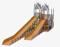 Детские горки + Зимняя деревянная горка "IgraGrad Snow Fox 17" с тремя скатами