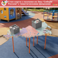 Музыкальные площадки и метеостанции + Стол-карта с пазлами из Эвы "Собери Россию" с тематическими фишками