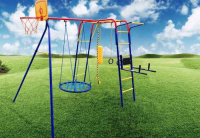 Детские спортивные комплексы для дачи + ДСК "Пионер-дачный" Юла МАКСИ + качели гнездо 80М см.(металл)