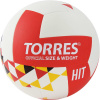 Мяч вол. TORRES Hit, V32055 р.5, синт.кожа (ПУ), клееный, бут.кам, бело-красно-мультколор