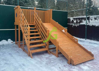 Детские горки + Деревянная зимняя горка "IgraGrad Snow Fox", скат 4 м