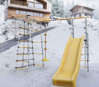 Детские спортивные комплексы для дачи + Дачный комплекс "Богатырь MAX" + ДИСК качели Romana 103.07.07 (серый/жёлтый)