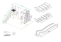 Детские спортивные комплексы для дачи + Дачный комплекс "Богатырь Плюс 2 MAX" + ЦЕПНЫЕ качели Romana 103.12.07 (серый/жёлтый)