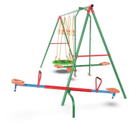 Детские качели + Детский комплекс DFC MULTIPLAY качели: планер, верёвочные, гнездо и балансир