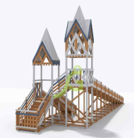 Детские горки + Зимняя деревянная горка "IgraGrad Snow Fox 12 м" с двумя скатами мод.224