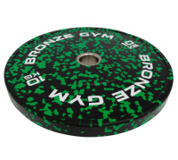 Диски для штанг и гантелей + Диск бамперный BRONZE GYM камуфляж зеленый 10 кг