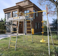 Детские спортивные комплексы для дачи + Дачный комплекс "Fitness" + ДИСК качели Romana 103.20.05 (серый/жёлтый)