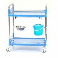 Тележки медицинские + Стол манипуляционный с двумя полками, тазом и ведерком на кронштейнах МЕТ SIY-140