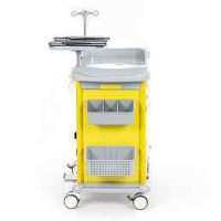 Столик для анестезиолога + Тележка медицинская универсальная желтая MET PSC-160