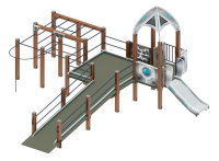 Детские уличные комплексы + Забота Космопорт (серый) горка Н 750 ДОВ 20.14.02-02
