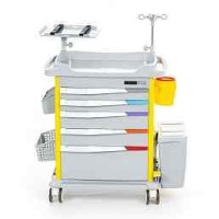 Столик для анестезиолога + Тележка медицинская универсальная желтая MET PSC-160