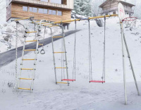 Детские спортивные комплексы для дачи + Дачный комплекс "Акробат 2" + ФАНЕРНЫЕ качели Romana R 103.19.05 (серый/жёлтый)