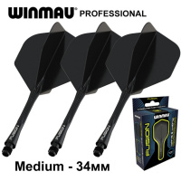 Аксессуары для игры в дартс + Литые оперения с хвостовиками Winmau Fusion Medium Black (черные)
