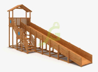 Детские горки + Зимняя деревянная горка "IgraGrad Snow Fox (Домик)", скат 10 м
