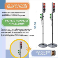 Автогородки и ПДД для детей + Набор светодиодных светофоров "Пешеходный переход" с обратным отсчетом времени и анимацией, мобильный