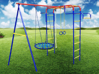 Детские спортивные комплексы для дачи + ДСК "Пионер-дачный" мини + качели гнездо 80см. (металл)