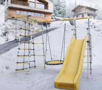 Детские спортивные комплексы для дачи + Дачный комплекс "Богатырь MAX" + ГНЕЗДО качели-гнездо 80 см Romana 103.07.07 (серый/жёлтый)