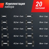 Гантели + Ряд гантелей круглых UNIX Fit обрезиненные от 27,5 до 50 кг