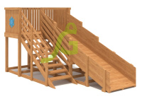 Детские горки + Деревянная зимняя горка "IgraGrad Snow Fox", скат 4 м