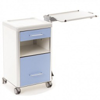 Тумбы медицинские + Прикроватная тумба из HPL-пластика, с выдвижным поворотно-откидным столиком C-EY-01
