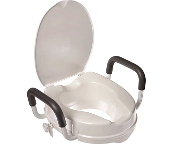 Сиденье-насадка для унитаза с поручнями и крышкой