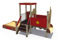Песочницы + Песочный дворик Паровозик с горкой Н-750 ИО 03171