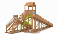 Детские горки + Зимняя деревянная горка "IgraGrad Snow Fox 12 м" с двумя скатами 
