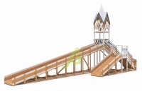 Зимние деревянные горки + Зимняя деревянная горка "IgraGrad Snow Fox 12 м" с двумя скатами мод.124