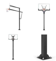 Мобильные баскетбольные стойки + Баскетбольная стойка стационарная UNIX Line B-Stand-TG PRO 72"x42" R45 H230-305 см