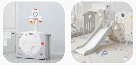 Игровое домашнее оборудование + Манеж UNIX Kids SUPREME Space 160x160 Grey
