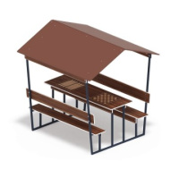 Скамейки и столики + Нарды + Шахматы - Столик для взрослых с навесом - МФ 32.01.05-04