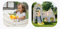 Комплексы и панели для игровых зон + Игровой комплекс UNIX Kids Playhouse с горкой