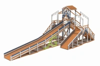 Зимние деревянные горки + Зимняя деревянная горка "IgraGrad Snow Fox 12 м" с двумя скатами мод.6