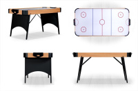 Аэрохоккей + Игровой стол - аэрохоккей "Rider" 5 ф (светло-черный, складной)