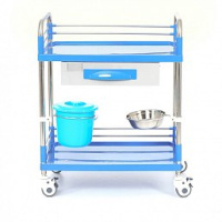 Тележки медицинские + Стол манипуляционный с двумя полками, тазом и ведерком на кронштейнах МЕТ SIY-140