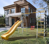 Детские спортивные комплексы для дачи + Дачный комплекс "Богатырь MAX" + ЦЕПНЫЕ качели Romana 103.07.07 (серый/жёлтый)