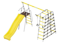 Детские спортивные комплексы для дачи + Дачный комплекс "Богатырь MAX" (без качелей) Romana 103.07.07 (серый/жёлтый)
