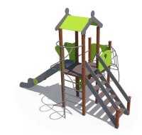 Детские уличные комплексы + Детский игровой комплексом с металлическим скатом Н-1500 и лазом ДИО 04116