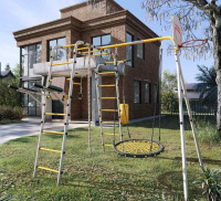 Детские спортивные комплексы для дачи + Дачный комплекс "Fitness" + ГНЕЗДО качели-гнездо 80 см Romana 103.20.05 (серый/жёлтый)