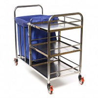 Тележки медицинские + Бельевая тележка из нерж.стали с 3 полками и съемным контейнером