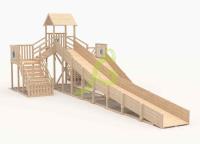Детские горки + Зимняя деревянная горка "IgraGrad Snow Fox 12 м" две лестницы, без окраски 