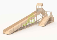 Детские горки + Зимняя деревянная горка "IgraGrad Snow Fox 12 м" с двумя скатами, без окраски  